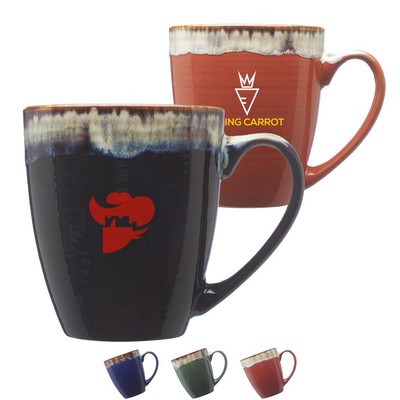 Glossy Ceramic Coffee Mug w/ Drip Glaze Rim 17 oz. Mugs