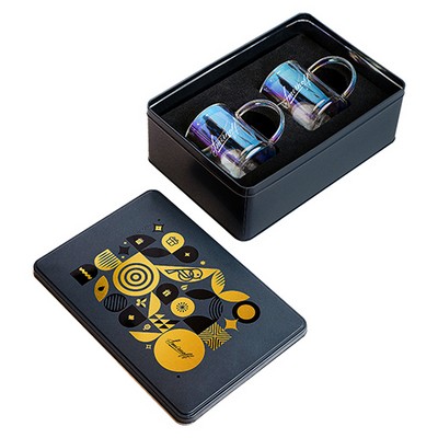 Asobu Metallic Set with 2 Iridescent Glass Coffee Mugs