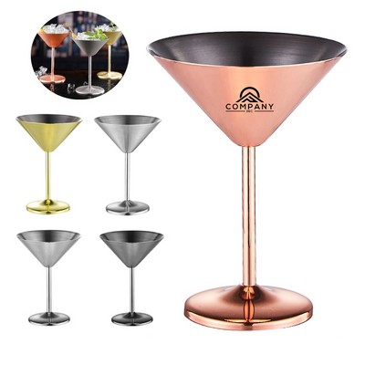 8oz 304 Stainless Steel Metal Wine Glasses Elegant Drinkware Goblets Martini Glasses Cup