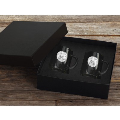Glass Mug with Medallion Set of 2